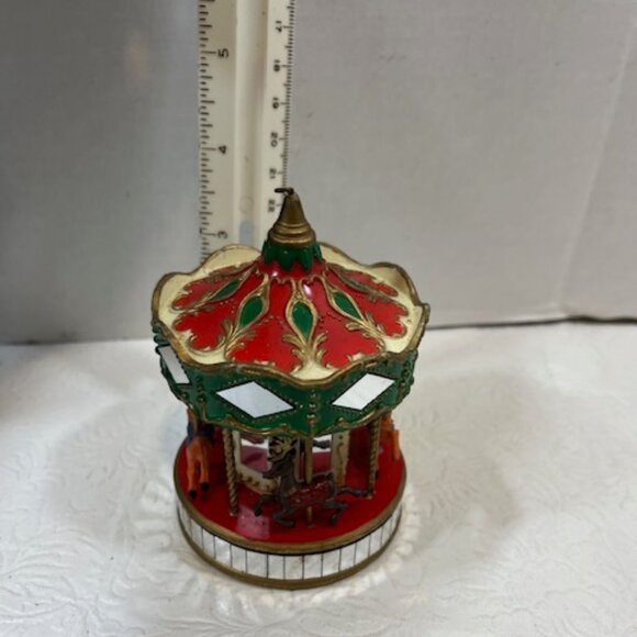 VTG 1991 Noma Carousel Merry Go Round Mirror Christmas Plastic Ornament 4" Tall - Picture 13 of 14